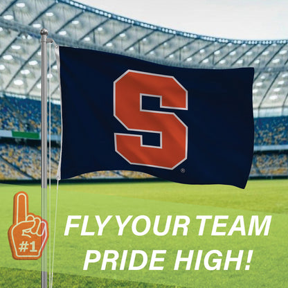 Syracuse University single-sided estate flag navy with orange S logo, 3x5, with grommets on Tampa Home & Garden Store