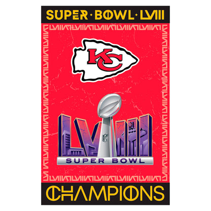 Suede flags Kansas City Chiefs SB58 Champions embossed red flag by Evergreen Enterprises on Tampa Home & Garden Store