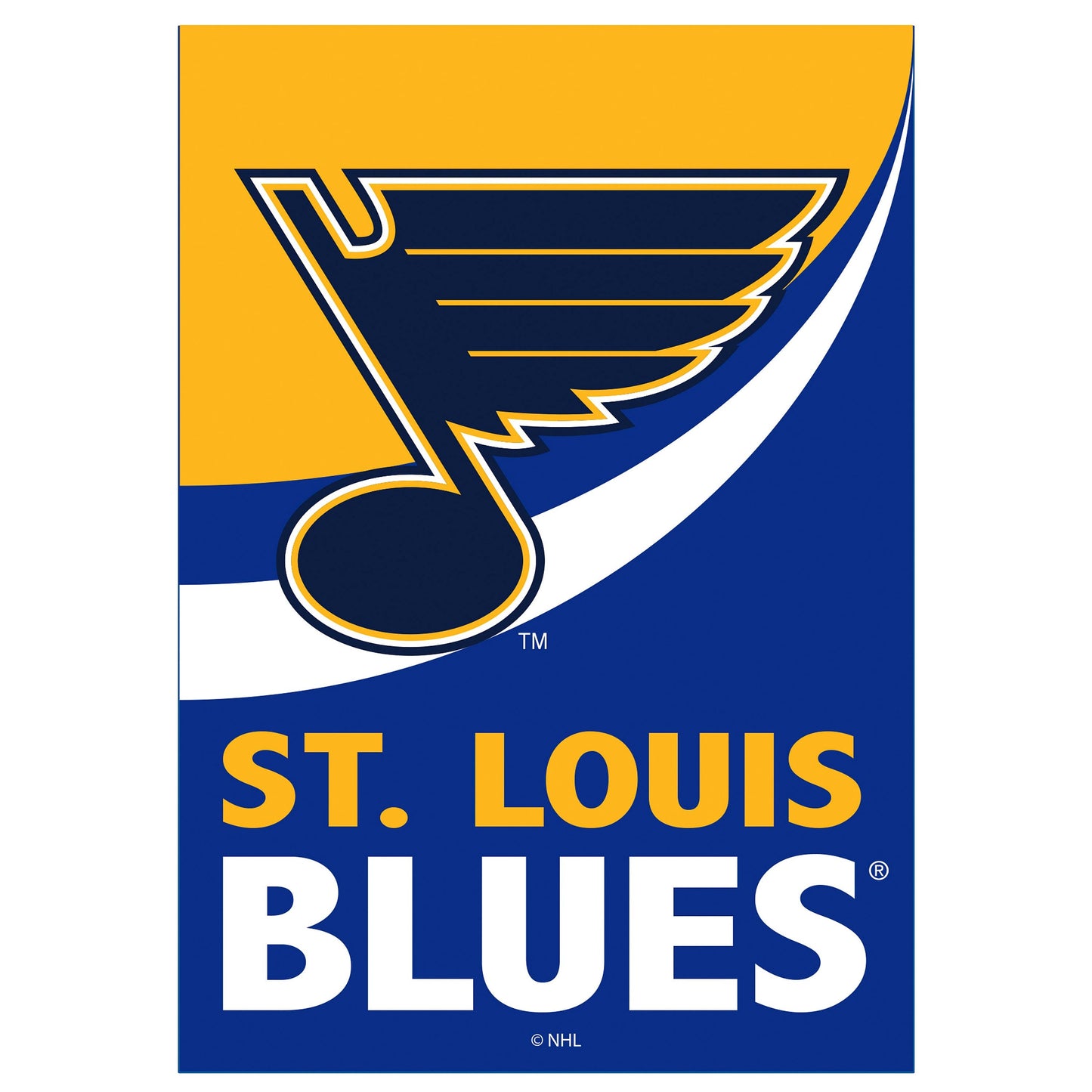 St. Louis Blues burlap flag by Evergreen Enterprises in blue and gold with logo on Tampa Home & Garden Store