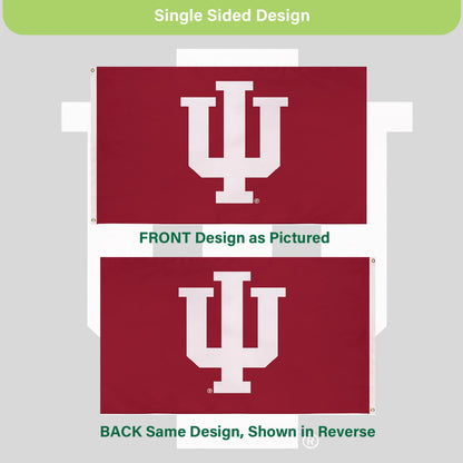 3x5' Indiana University single-sided sublimated flag with white IU logo on crimson on Tampa Home & Garden Store