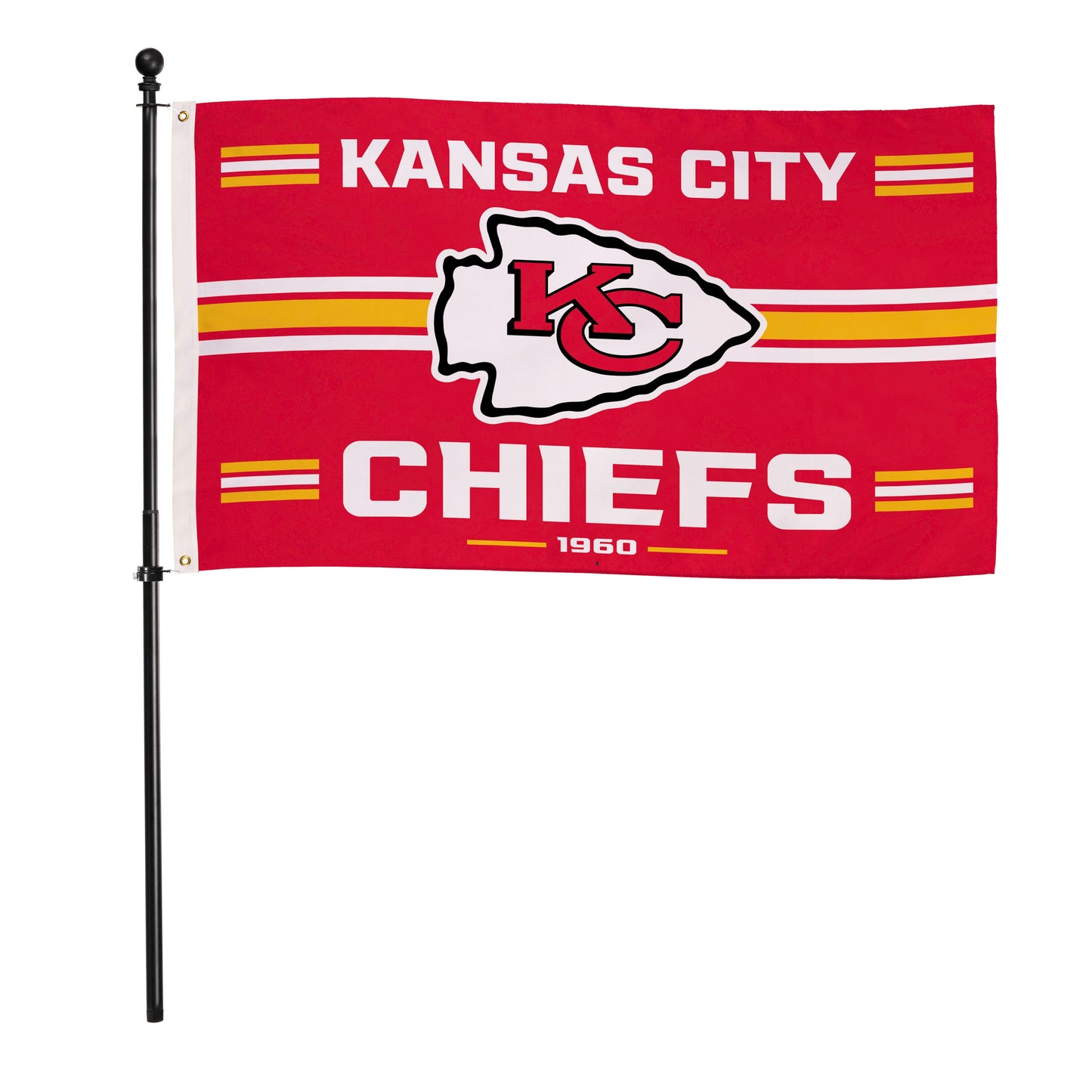 Kansas City Chiefs 3x5 single-sided estate flag red with KC logo and 2 grommets on Tampa Home & Garden Store