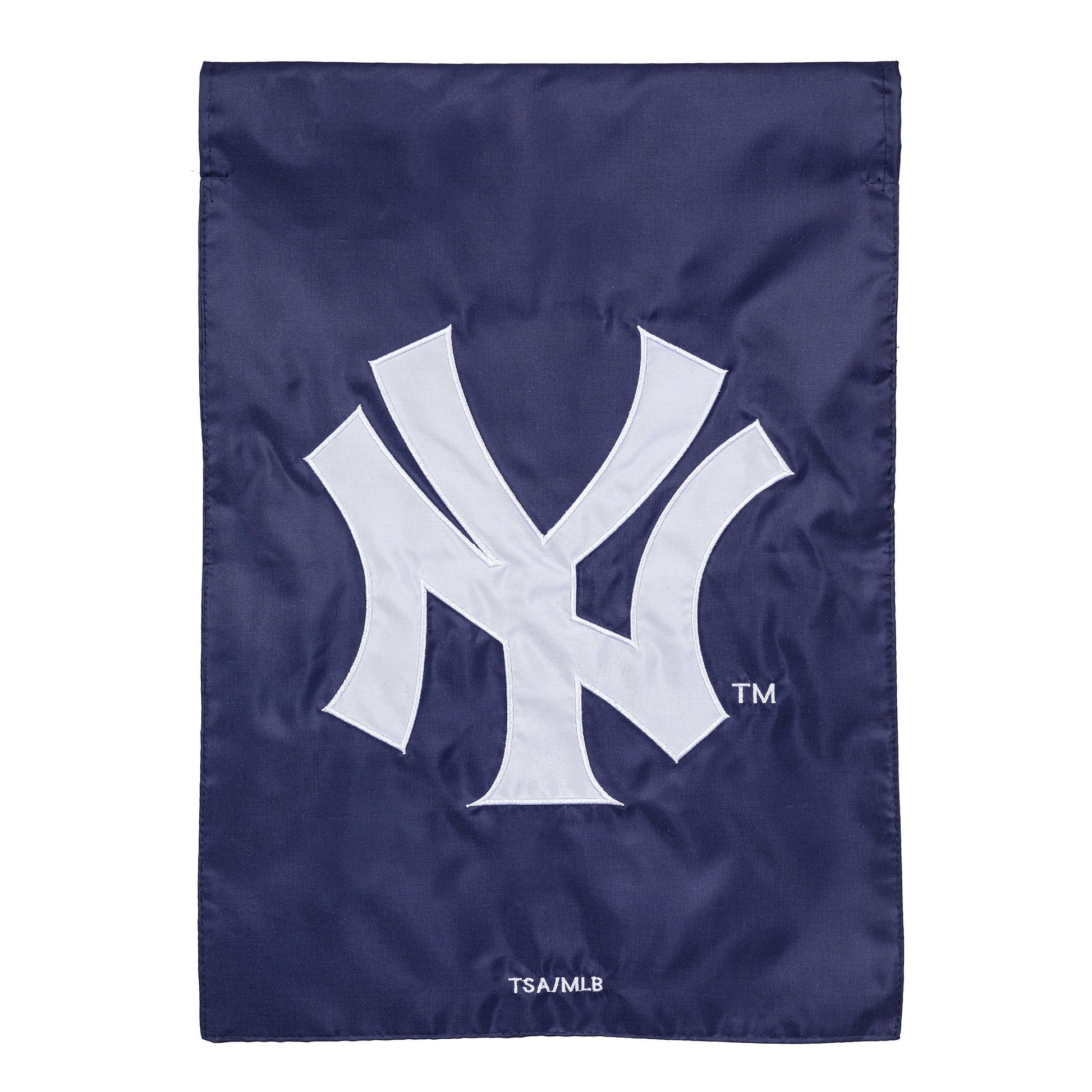 New York Yankees applique flag navy blue with white logo outdoor flag on Tampa Home & Garden Store