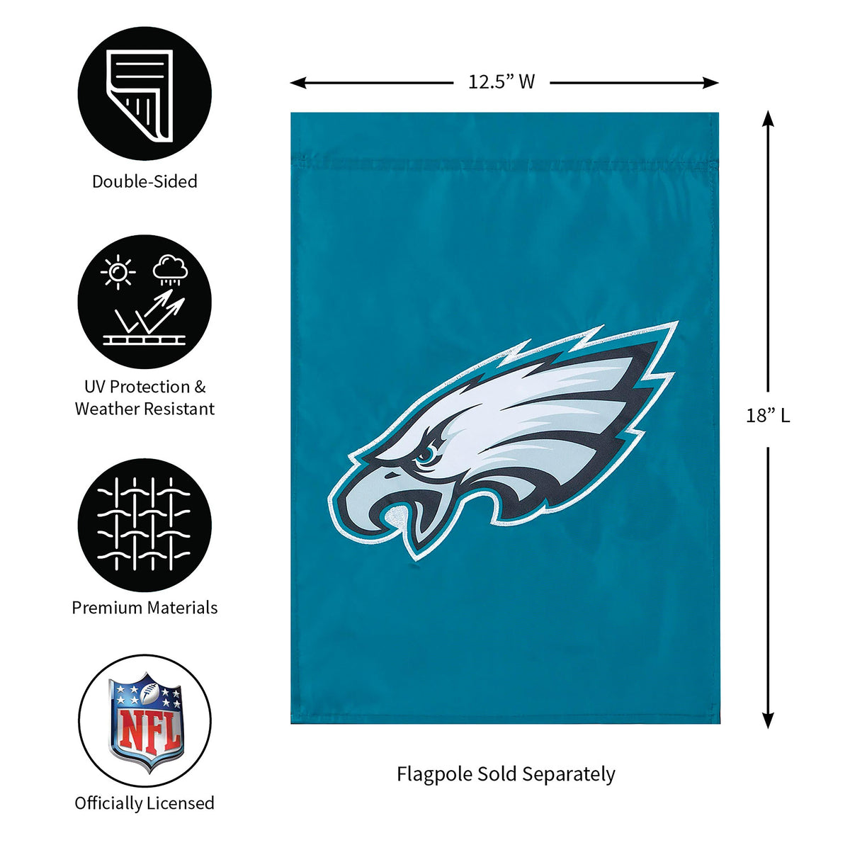 Philadelphia Eagles applique garden flag teal with logo, Flags & Windsocks on Tampa Home & Garden Store