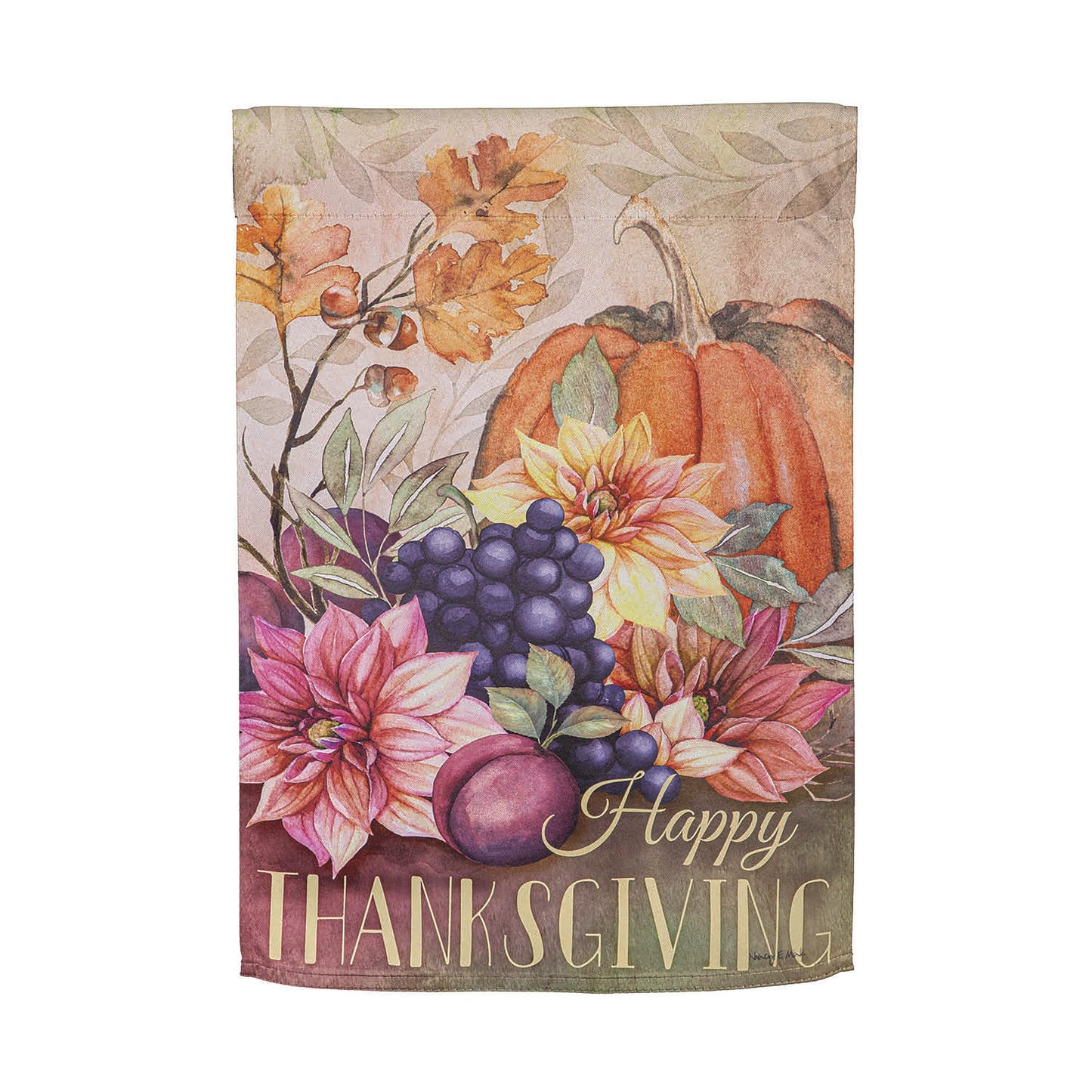 Happy Thanksgiving Suede Garden Flag with autumn pumpkins and berries Evergreen Enterprises on Tampa Home & Garden Store