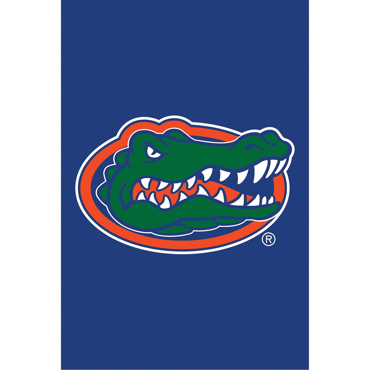 University of Florida applique garden flag with bold Gators logo on deep blue field on Tampa Home & Garden Store