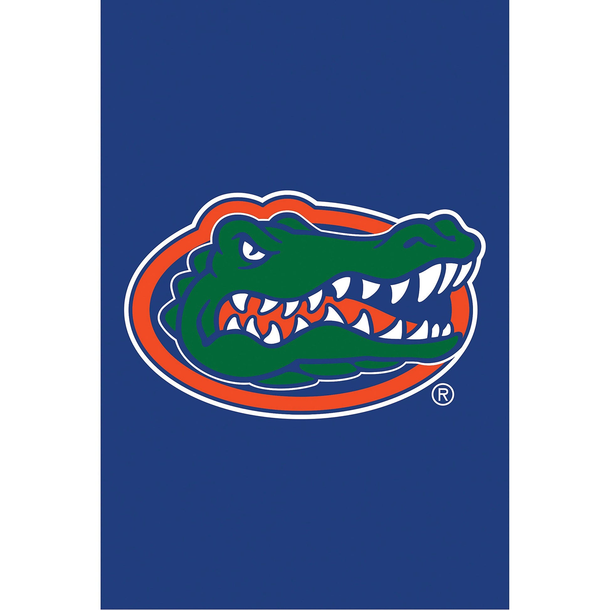 University of Florida applique garden flag with bold Gators logo on deep blue field on Tampa Home & Garden Store