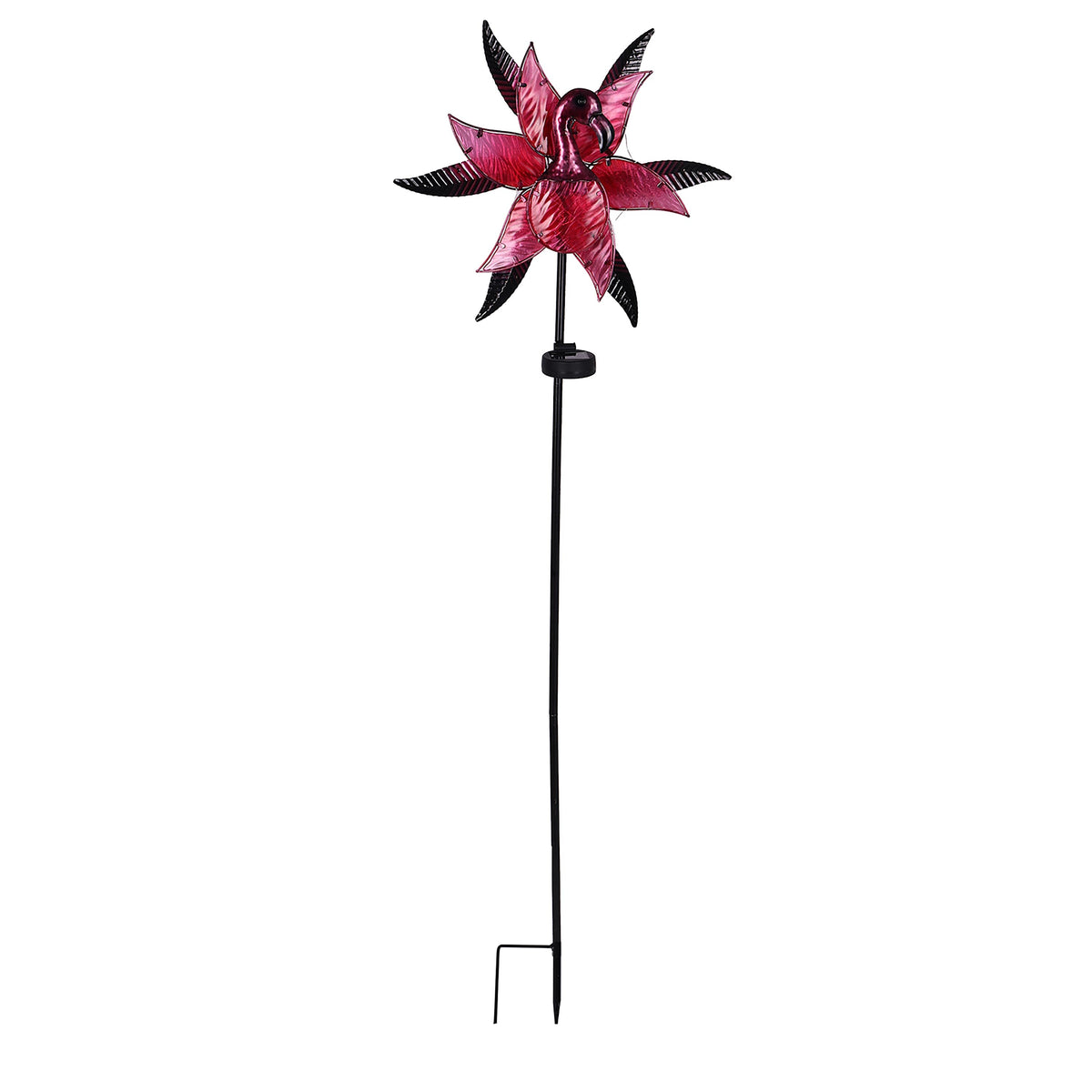 Solar kinetic Flamingo wind spinner stake with pink blades for garden decor Evergreen Enterprises on Tampa Home & Garden Store