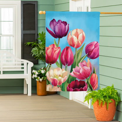Tulip Palooza Suede House Flag