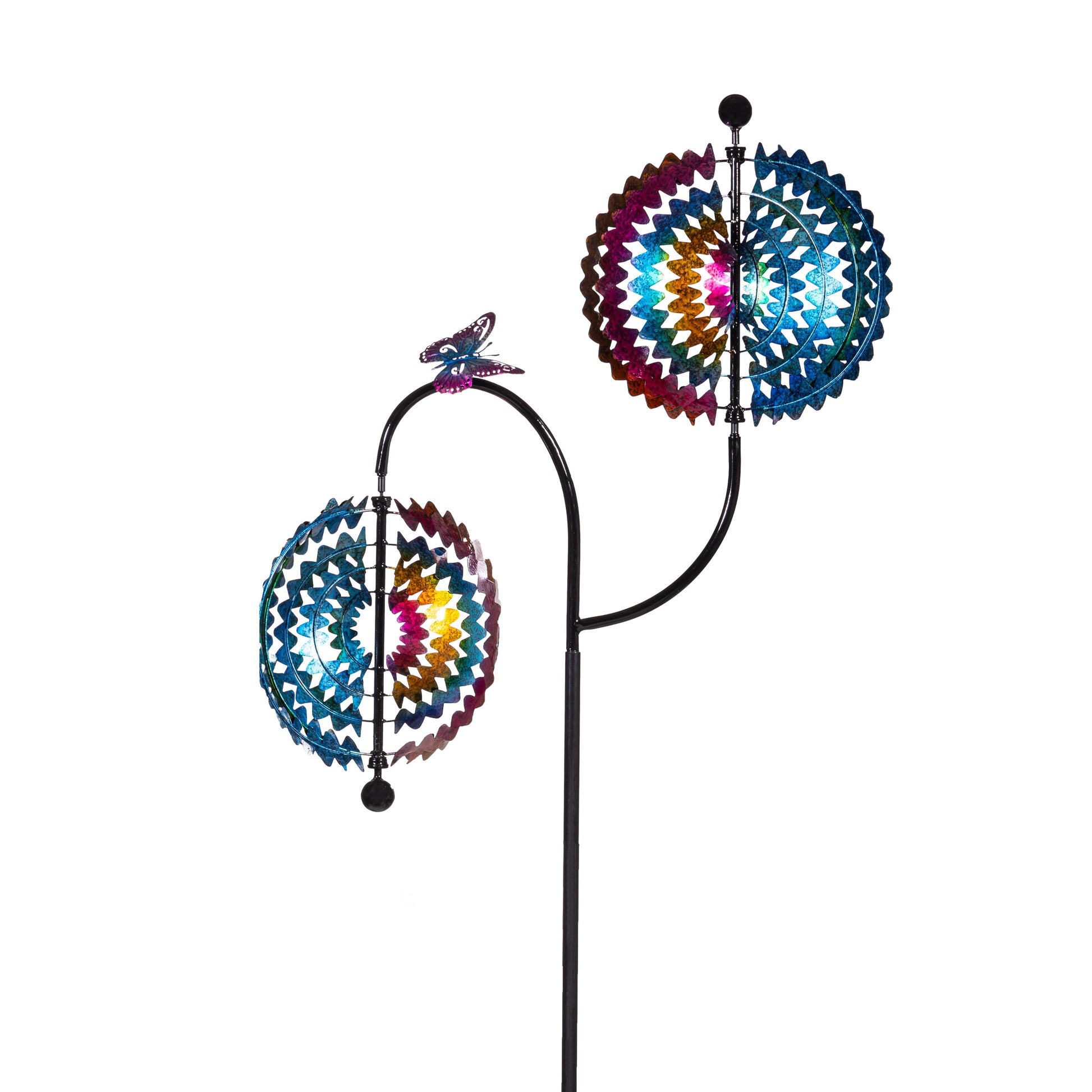 Rainbow Whirl Wind Spinner 73H colorful rainbow metal wind wheel on stake on Tampa Home & Garden Store
