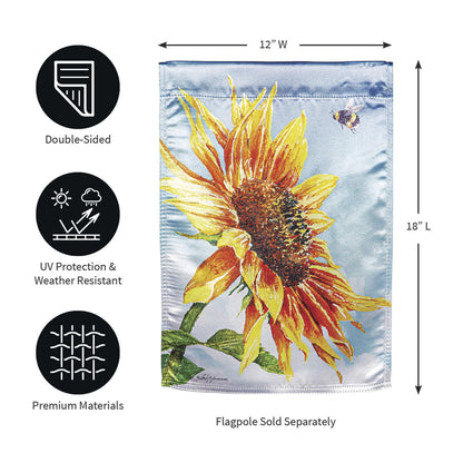 New Morning Sunflower Lustre Garden Flag by Evergreen Enterprises double-sided UV resistant on Tampa Home & Garden Store
