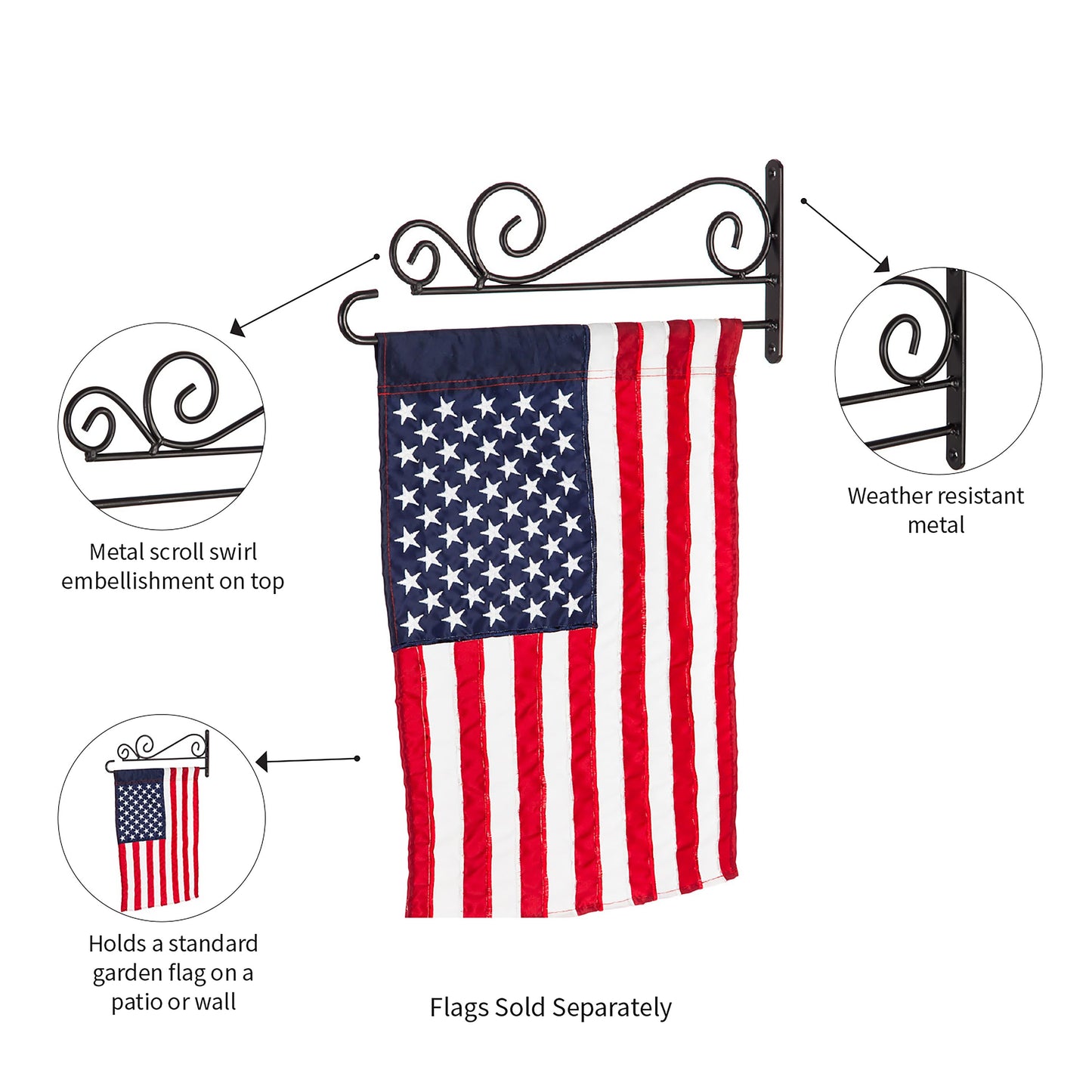 Swirl Wall-Mount Garden Flag Hanger