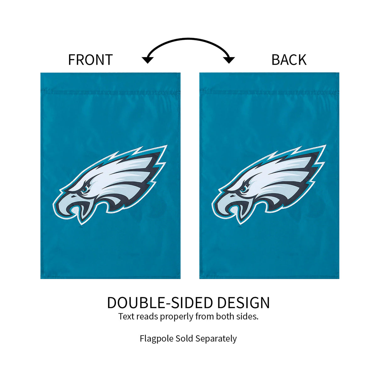 Philadelphia Eagles Applique Garden Flag, blue, double-sided design, 2 flags on Tampa Home & Garden Store