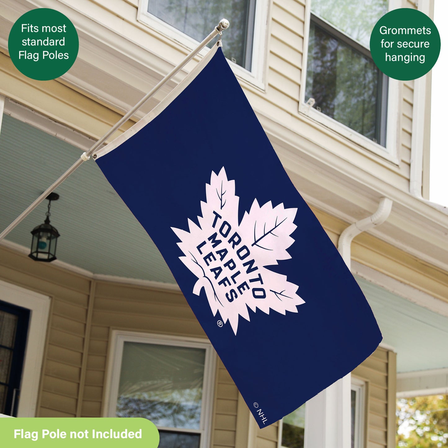 Toronto Maple Leafs single-sided flag, blue 3x5 sublimated flag with 2 grommets on Tampa Home & Garden Store