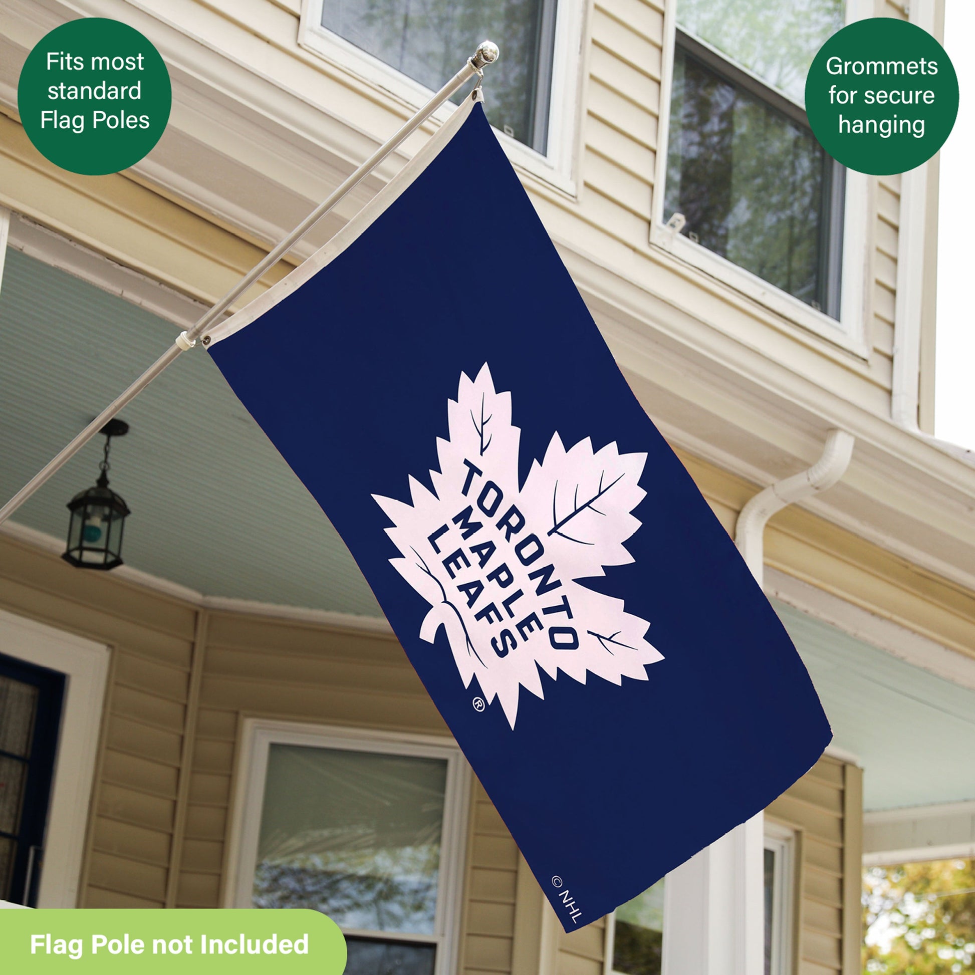 Toronto Maple Leafs single-sided flag, blue 3x5 sublimated flag with 2 grommets on Tampa Home & Garden Store