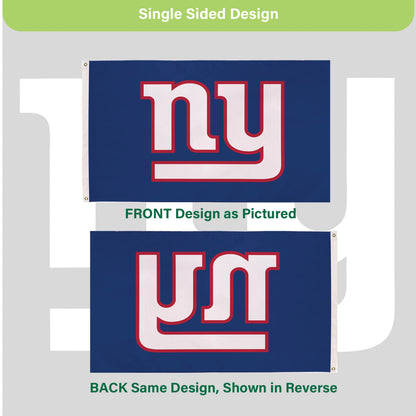 New York Giants 3x5 flag by Evergreen Enterprises, blue field with NY logo outlined in red on Tampa Home & Garden Store