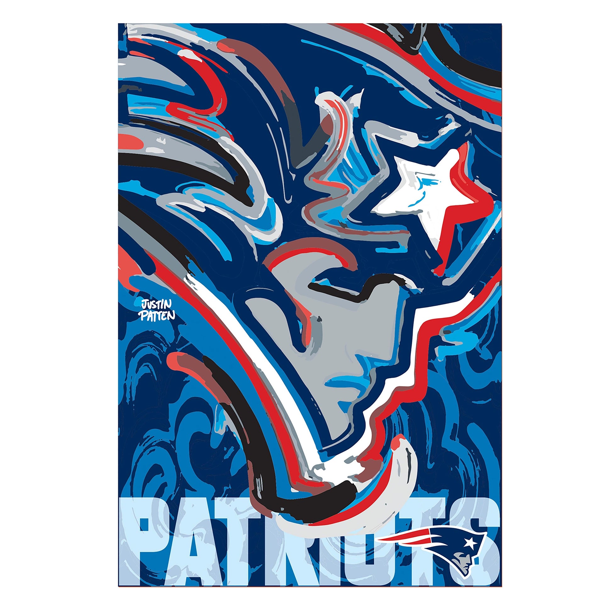 Patriots suede flag with abstract red white blue curves by Evergreen Enterprises on Tampa Home & Garden Store