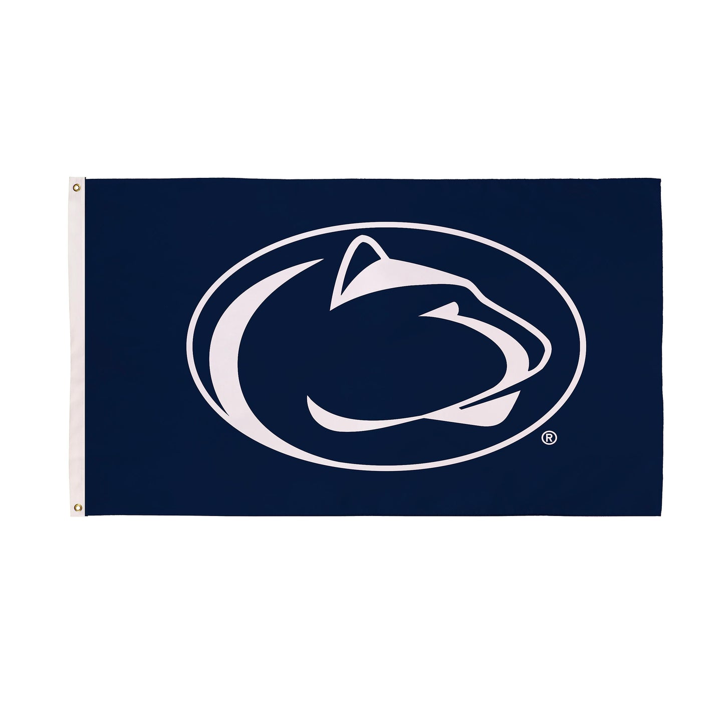 Penn State flag 3x5 navy field with white crest, 2 grommets on Tampa Home & Garden Store