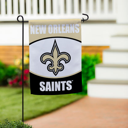 New Orleans Saints suede flag on metal garden stake by Evergreen Enterprises on Tampa Home & Garden Store