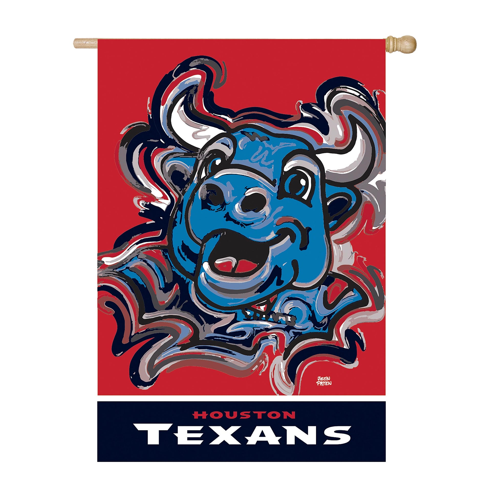 Suede Flags Houston Texans by Evergreen Enterprises, red background with bulldog artwork on Tampa Home & Garden Store