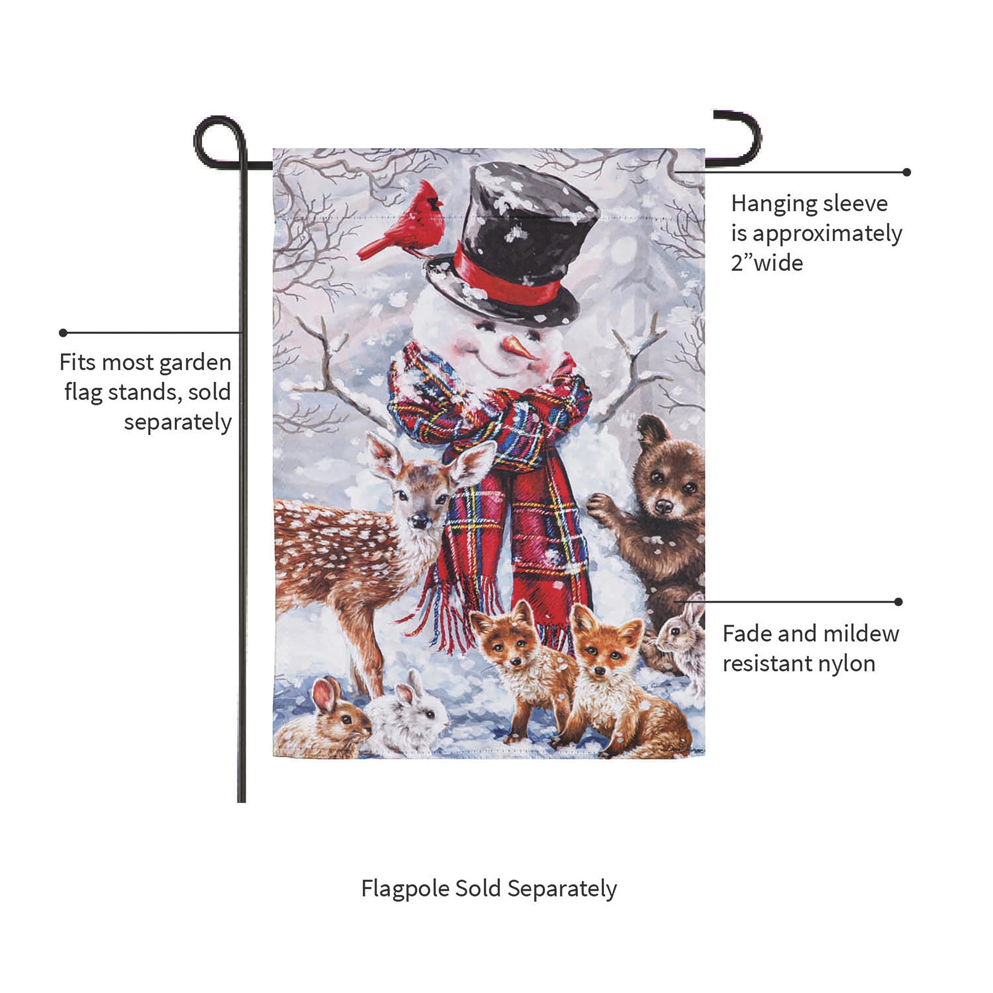 Forest Friends Suede Garden Flag by Evergreen Enterprises, cardinal and woodland animals on Tampa Home & Garden Store