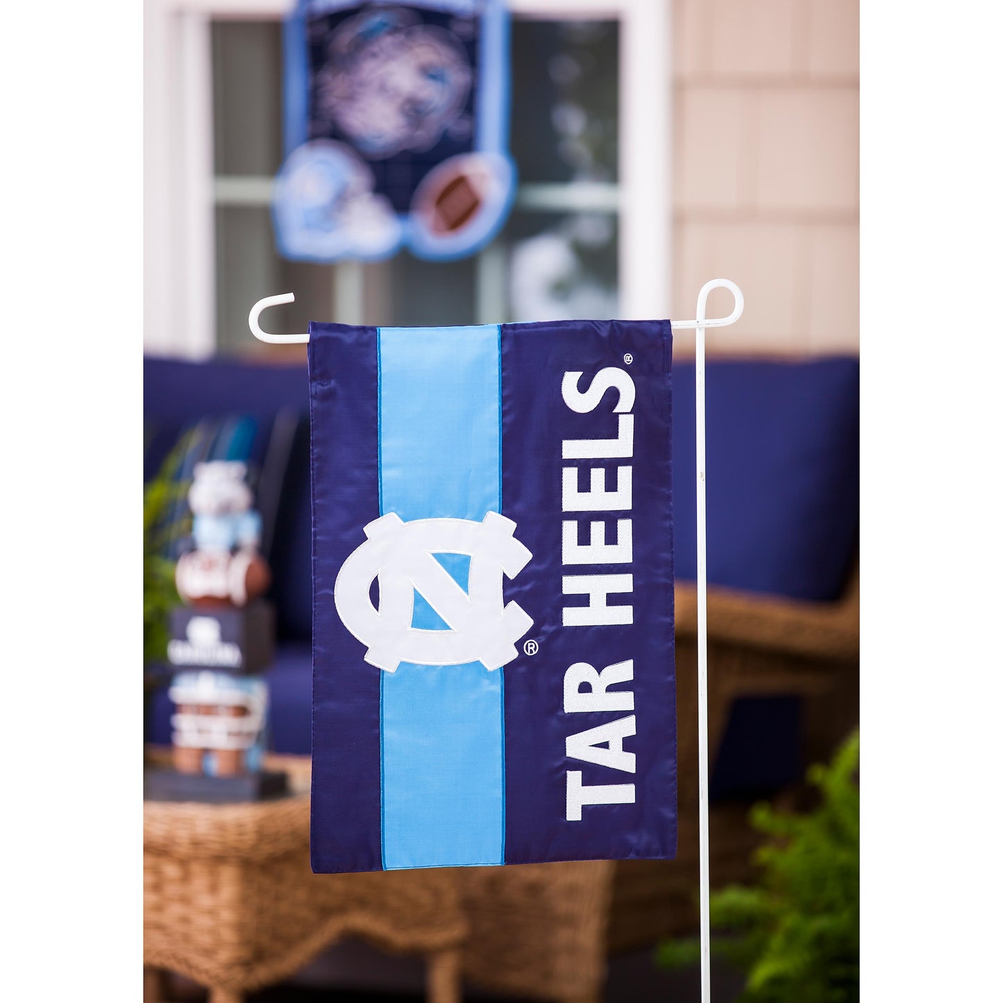 UNC embellished garden flag applique, navy and light blue by Evergreen Enterprises on Tampa Home & Garden Store