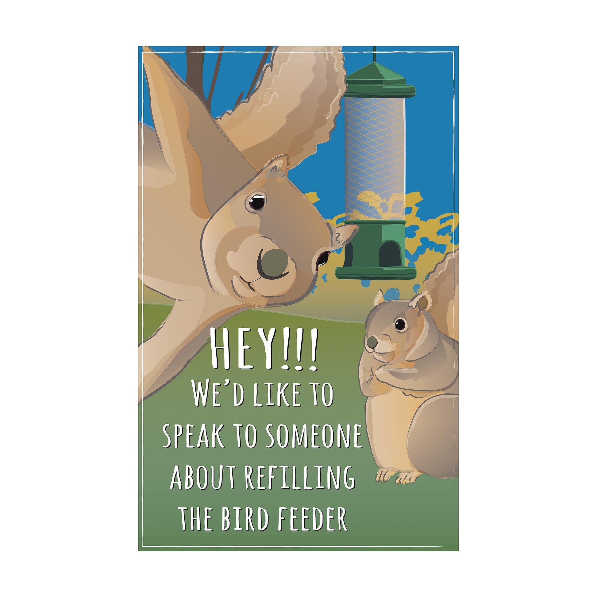 Squirrel Feeder Applique Flag by Evergreen Enterprises with bird feeder and squirrels on Tampa Home & Garden Store