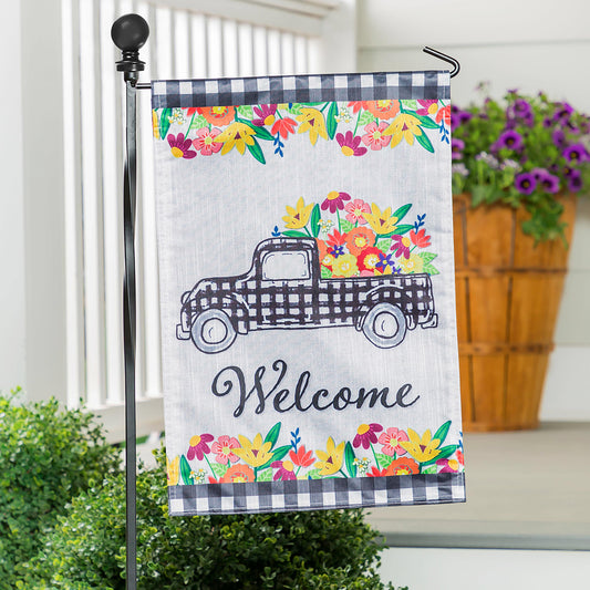 Metal Twist Garden Flag Stand with Finial, Black