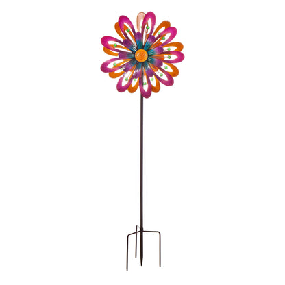 Flower Power Spinner wind wheel with purple/orange petals by Evergreen Enterprises on Tampa Home & Garden Store