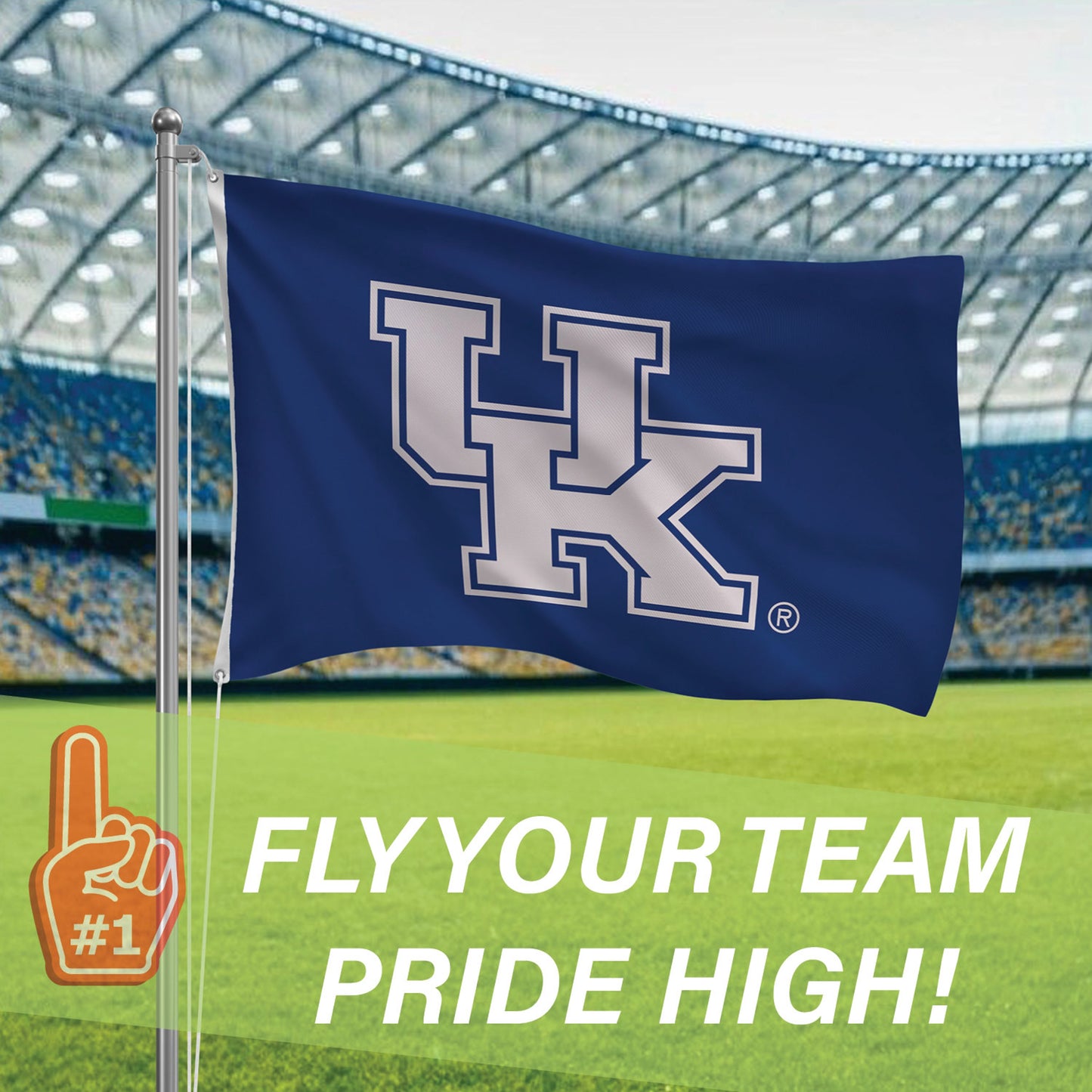 University of Kentucky estate flag 3x5 blue with white letters, 2 grommets Evergreen Enterprises on Tampa Home & Garden Store