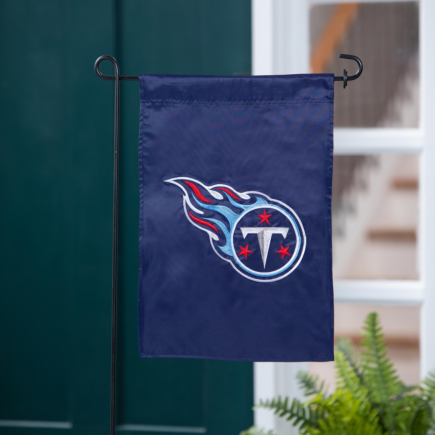 Tennessee Titans Applique Garden Flag navy blue with team logo by Evergreen Enterprises on Tampa Home & Garden Store