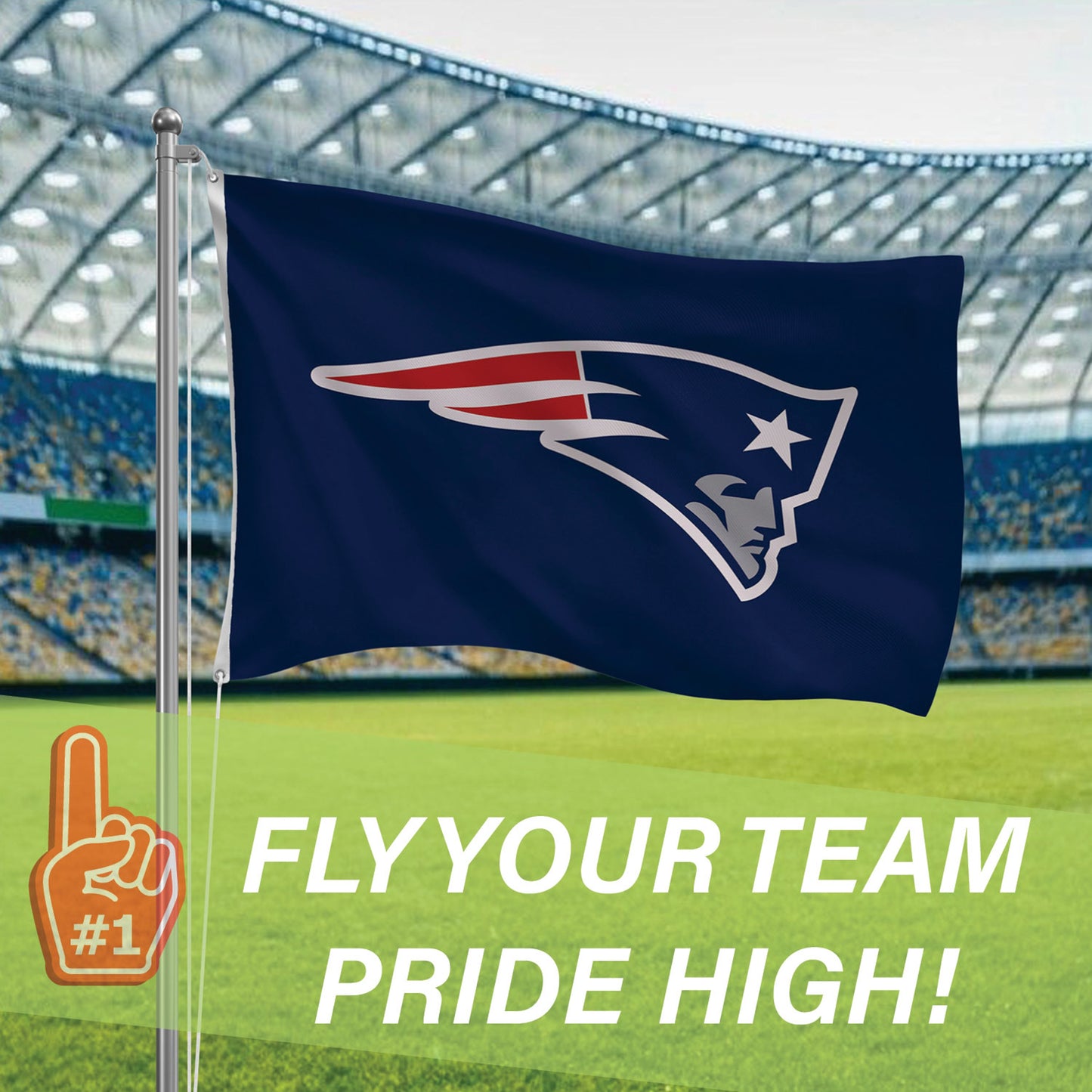 New England Patriots flag 3x5 sublimated with 2 grommets navy flag Evergreen Enterprises on Tampa Home & Garden Store
