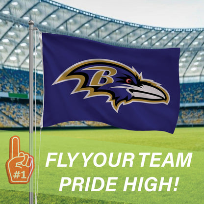 Baltimore Ravens purple flag 3x5 single-sided with 2 grommets on metal pole on Tampa Home & Garden Store