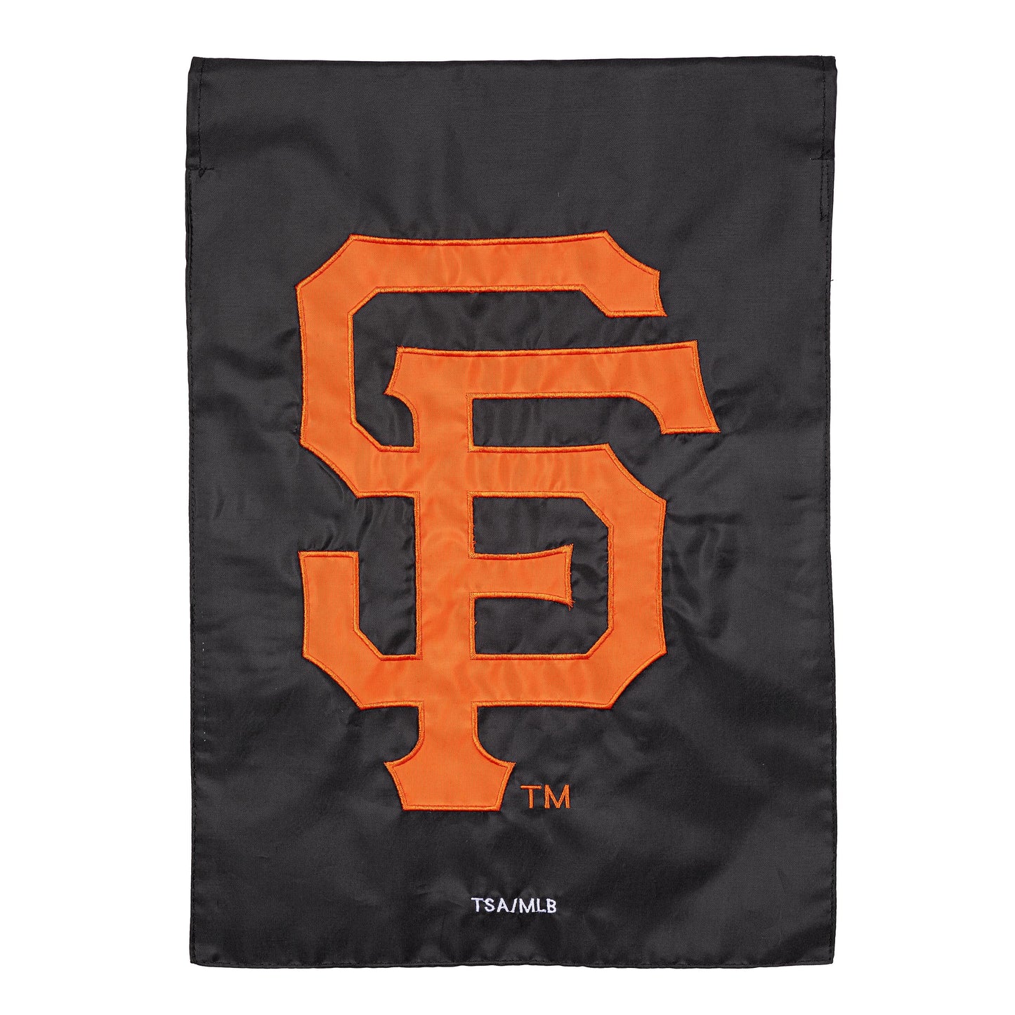 San Francisco Giants applique garden flag with orange emblem on black fabric by Evergreen Enterprises on Tampa Home & Garden Store