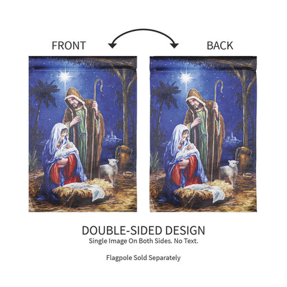 Holy Night Nativity Garden Lustre Flags two-sided front and back Evergreen Enterprises on Tampa Home & Garden Store