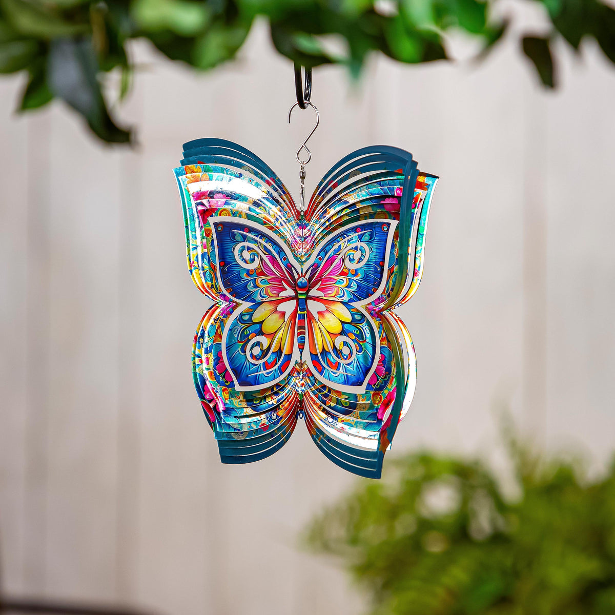 Illusion Spinner Edge Program wind spinner butterfly motif in blues by Evergreen Enterprises on Tampa Home & Garden Store