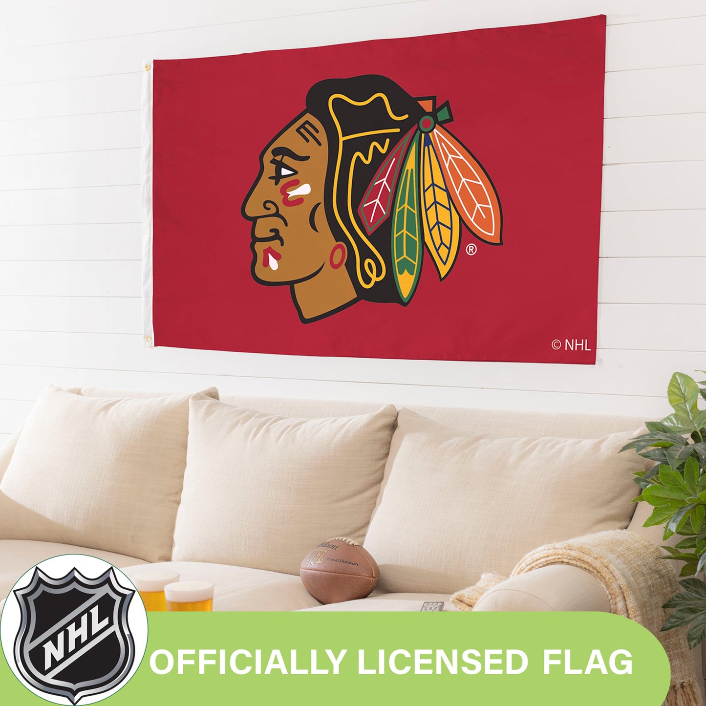 Chicago Blackhawks single-sided estate flag 3x5 with 2 grommets by Evergreen Enterprises on Tampa Home & Garden Store