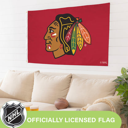 Chicago Blackhawks single-sided estate flag 3x5 with 2 grommets by Evergreen Enterprises on Tampa Home & Garden Store