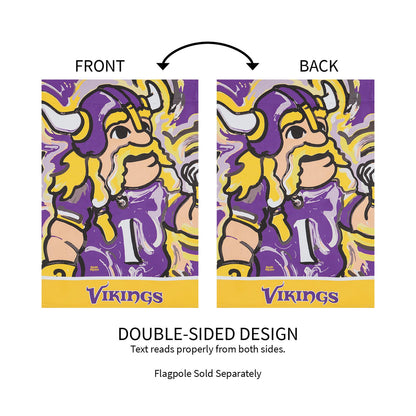 Minnesota Vikings suede flag pair by Evergreen Enterprises, purple and yellow Viking artwork on Tampa Home & Garden Store