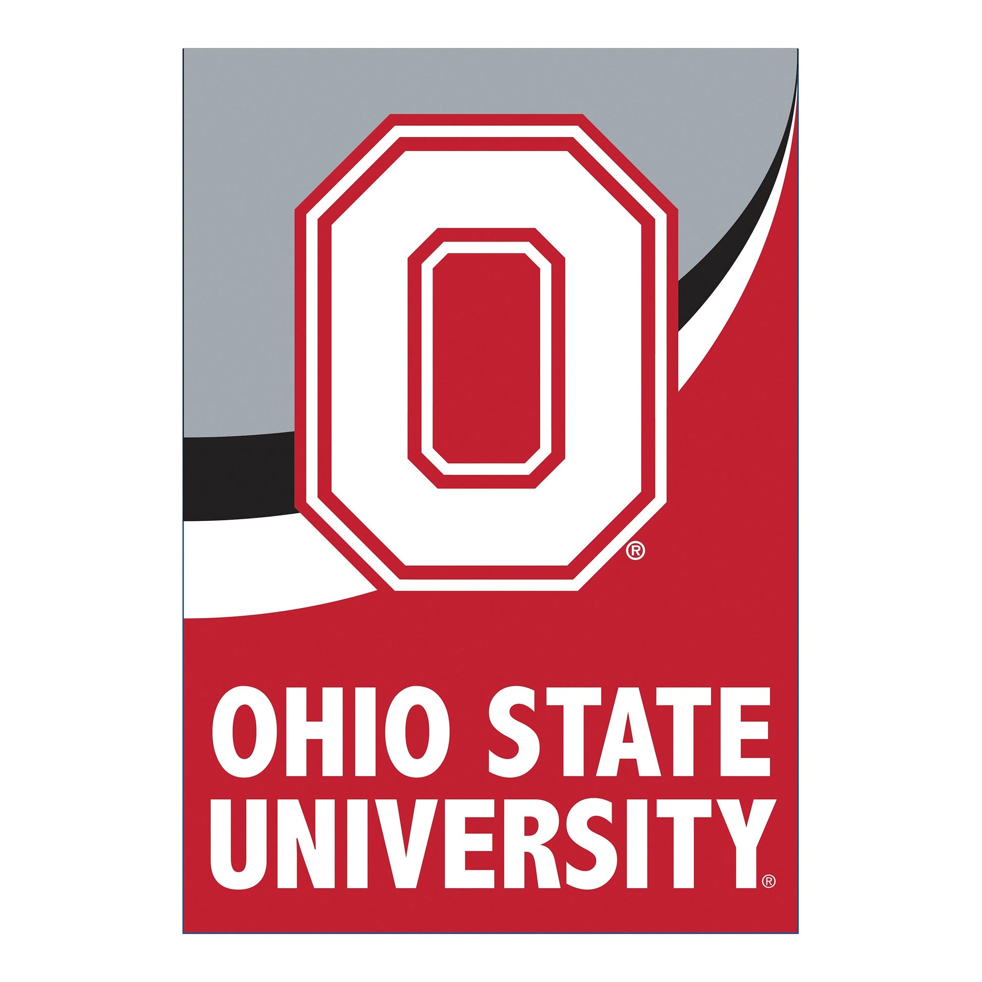 Burlap flag Ohio State University GDN size with red Buckeye logo Evergreen Enterprises on Tampa Home & Garden Store