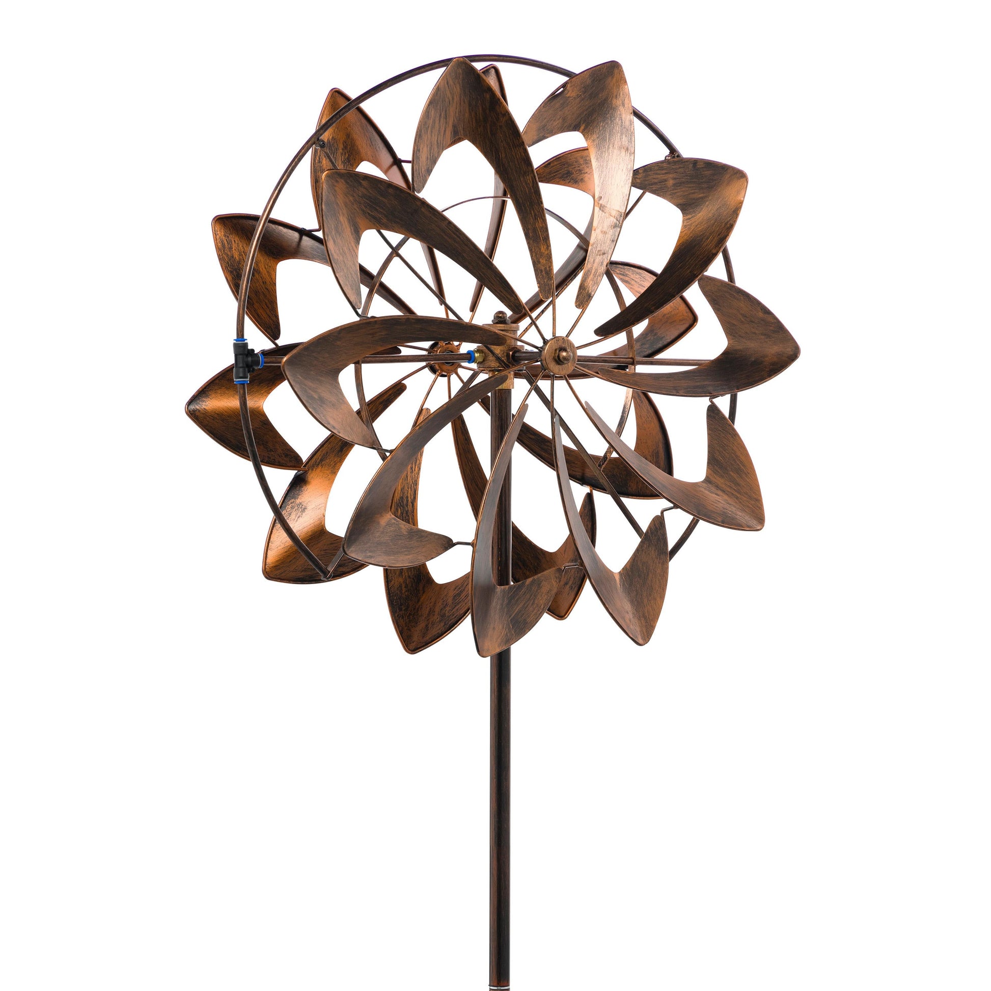 75in Blades Hydro Wind Spinner copper-toned metal blades arranged in a sculptural wheel on Tampa Home & Garden Store