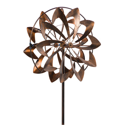 75in Blades Hydro Wind Spinner copper-toned metal blades arranged in a sculptural wheel on Tampa Home & Garden Store