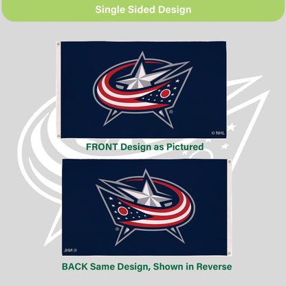 Columbus Blue Jackets navy 3x5 single-sided sublimated flag with 2 grommets Evergreen on Tampa Home & Garden Store
