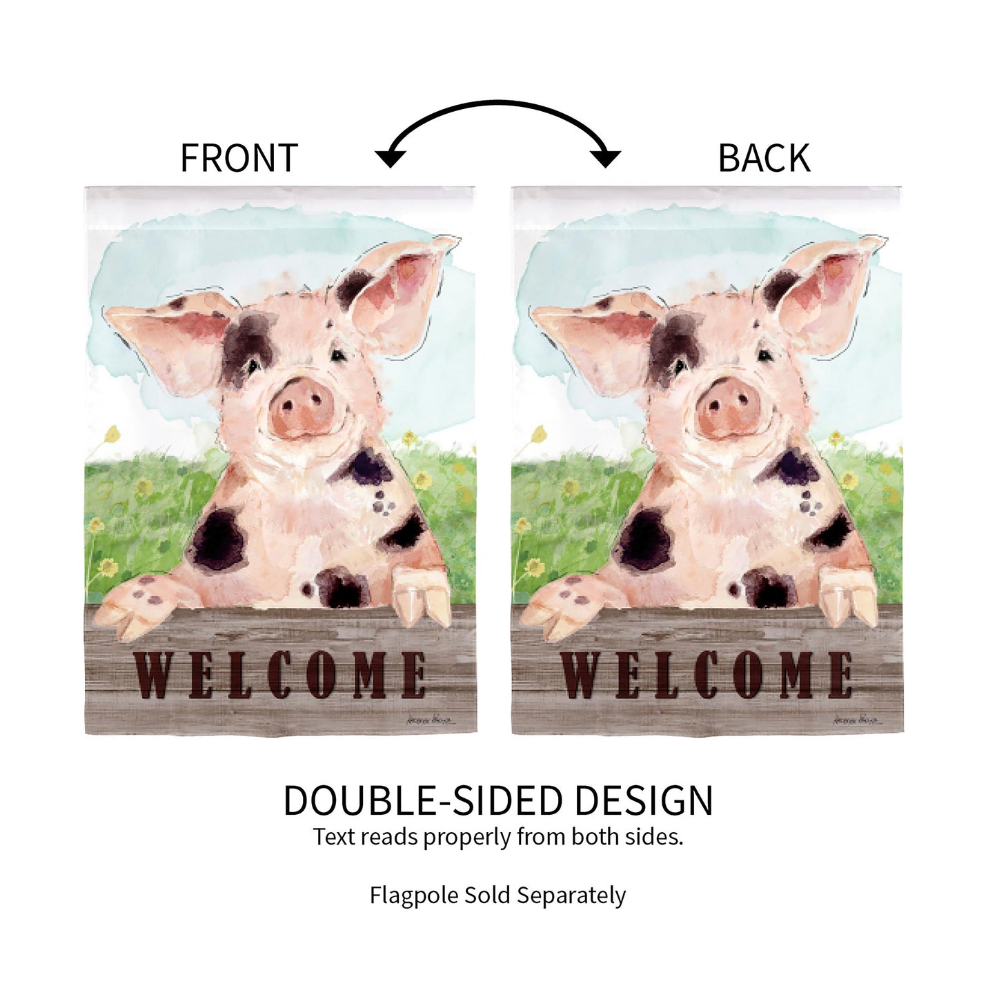 Spotted Pig Garden Suede Flags pair by Evergreen Enterprises rustic welcome sign and pig art on Tampa Home & Garden Store