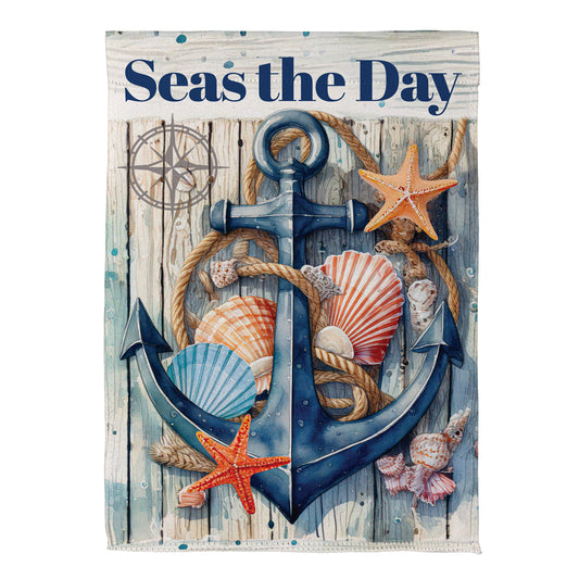 Seas The Day Anchor Suede House Flag - Tampa Home & Garden Store