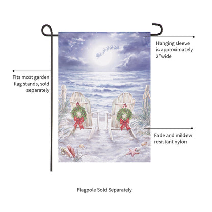 Christmas on the Beach Suede Garden Flag coastal scene with chairs by Evergreen Enterprises on Tampa Home & Garden Store