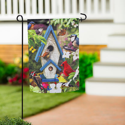 Summer Song Suede Garden Flag with birds and flowers by Evergreen Enterprises on Tampa Home & Garden Store