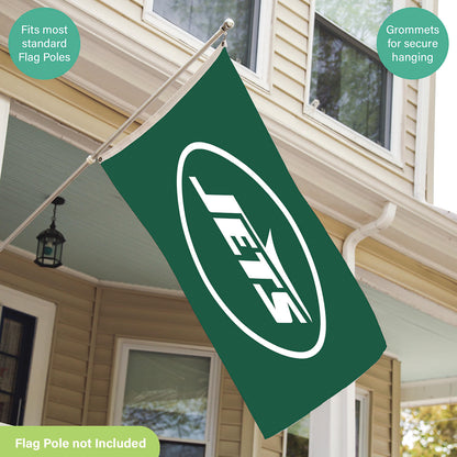 New York Jets 3x5 single-sided flag with 2 grommets by Evergreen Enterprises sublimated flag on Tampa Home & Garden Store