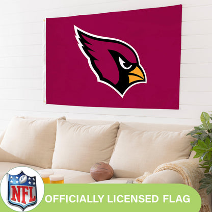 Arizona Cardinals 3x5 single-sided flag with two grommets, maroon backdrop and cardinal logo on Tampa Home & Garden Store