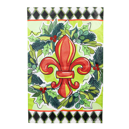 Bandera de la casa con apliques de flor de lis navideña