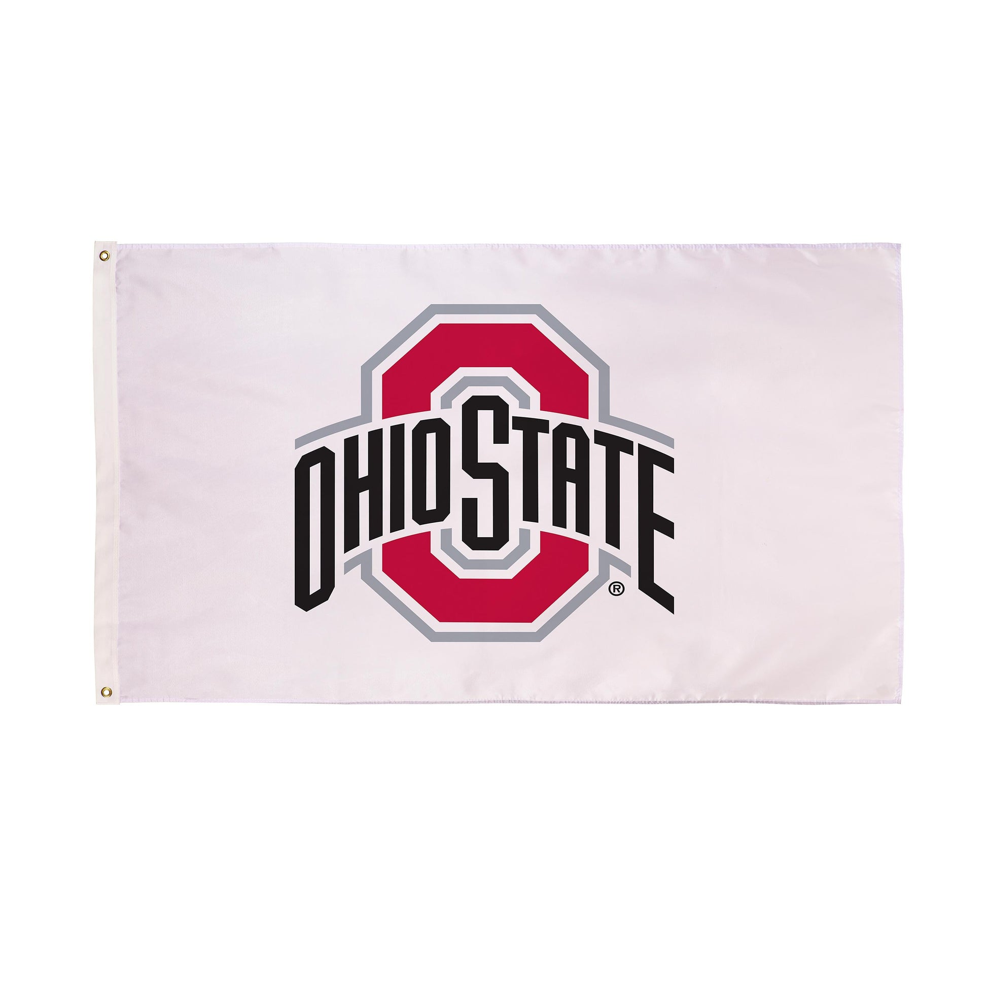 Ohio State University estate flag 3x5 single-sided sublimated Buckeyes logo with two grommets on Tampa Home & Garden Store